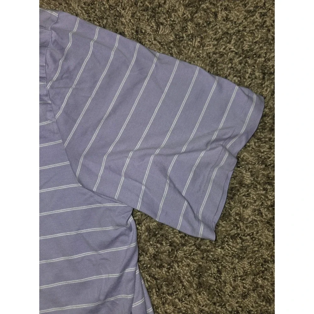 Vintage Polo Ralph Lauren Mens XL Purple Fine Stripe Pima Cotton Top Peru